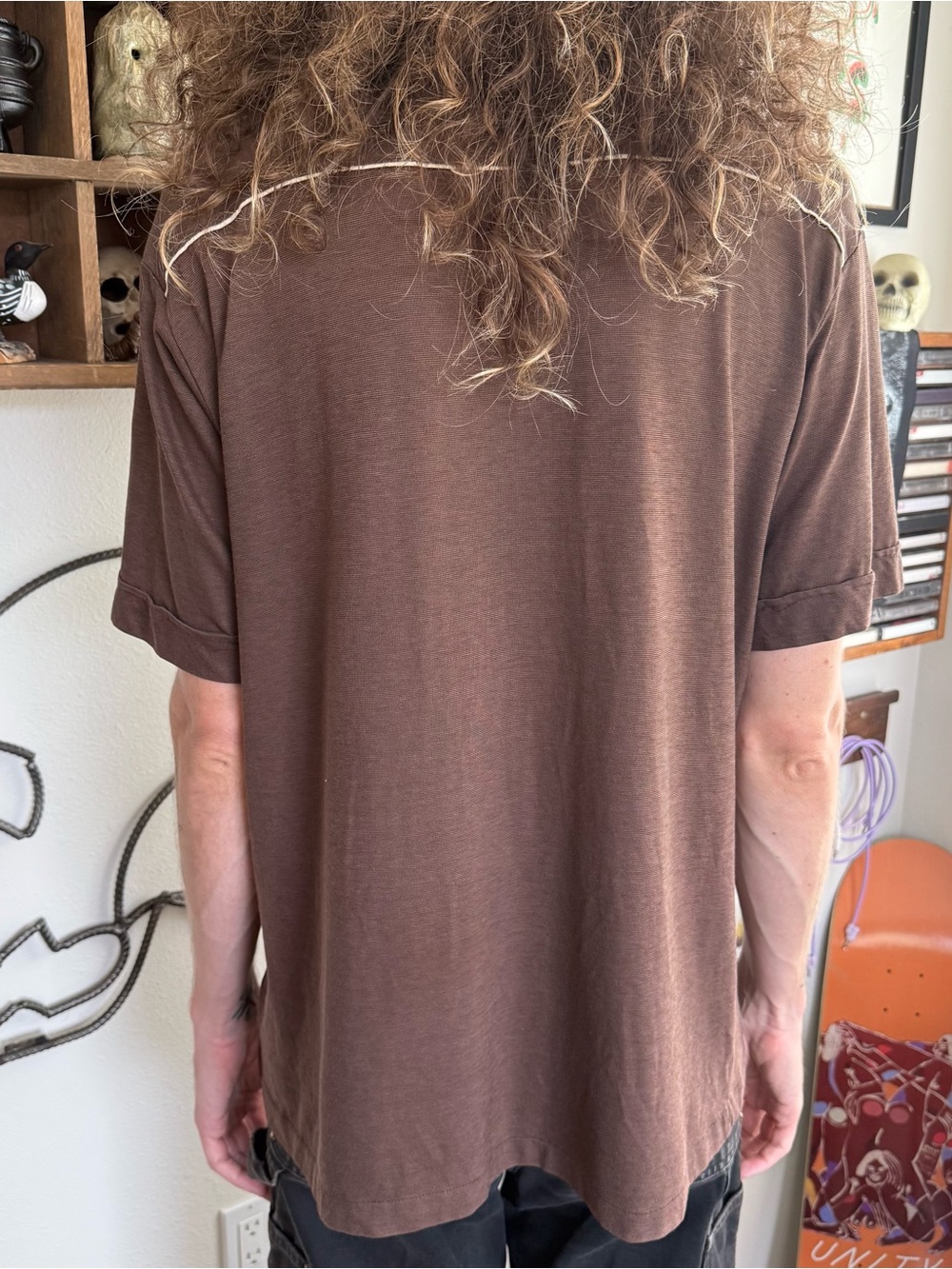 Vintage 70s Brown Short Sleeve Pocket Polo ~ Size Medium - Picture 6 of 10